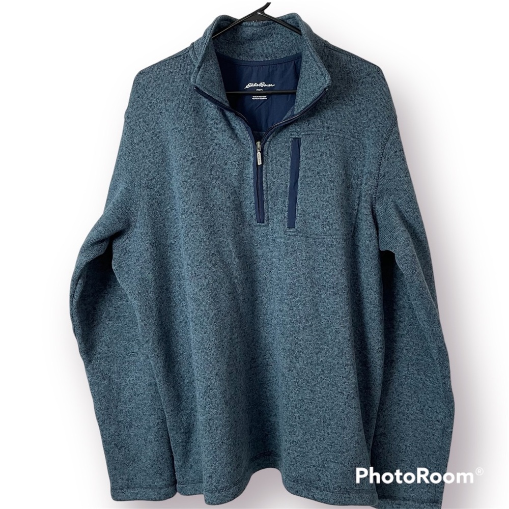 Eddie Bauer Quarter Zip Sweatshirt Turtlenecks Or Rolled Collar Blue XL